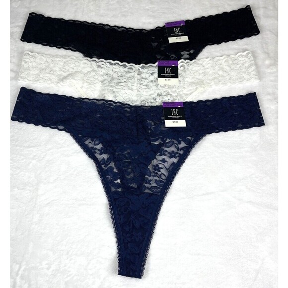 INC International Concepts Lot of 3 Lace Thong Panties Underwear Size XXL NWT - Picture 1 of 6